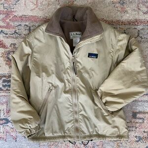 Vintage LL BEAN 90s Tan/Khaki Fleece Lined Warm Up Jacket